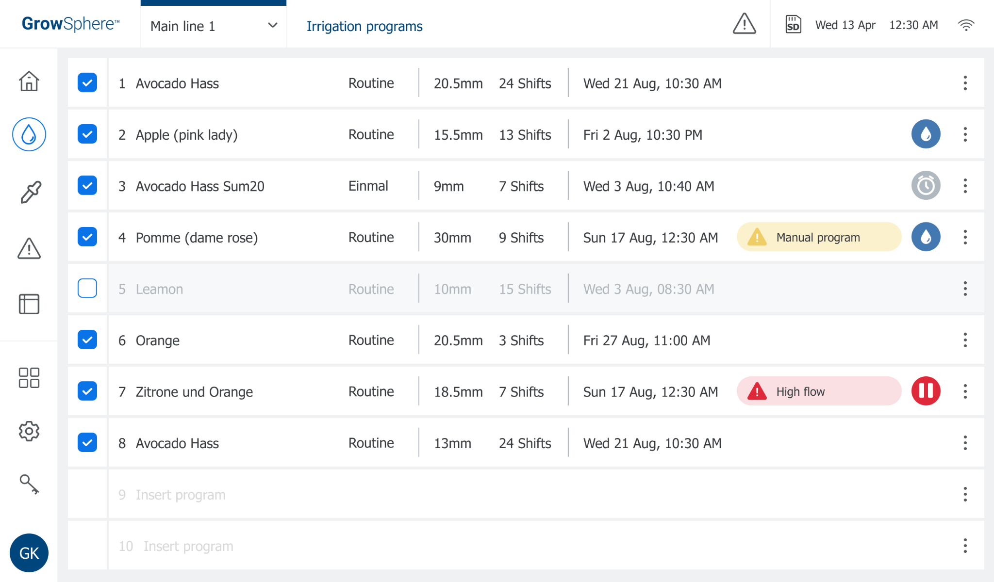 Irrigation programs — operational overview