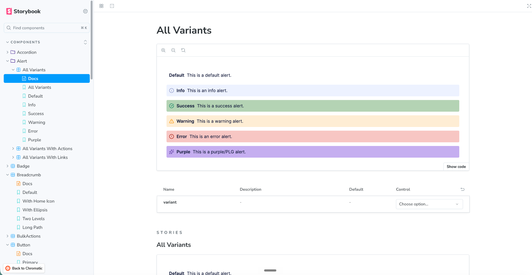 Alert — variants